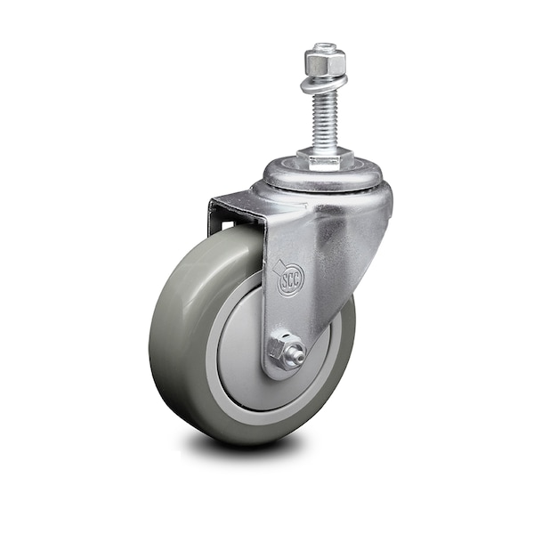 4 Inch Gray Polyurethane Wheel Swivel 10mm Threaded Stem Caster SCC